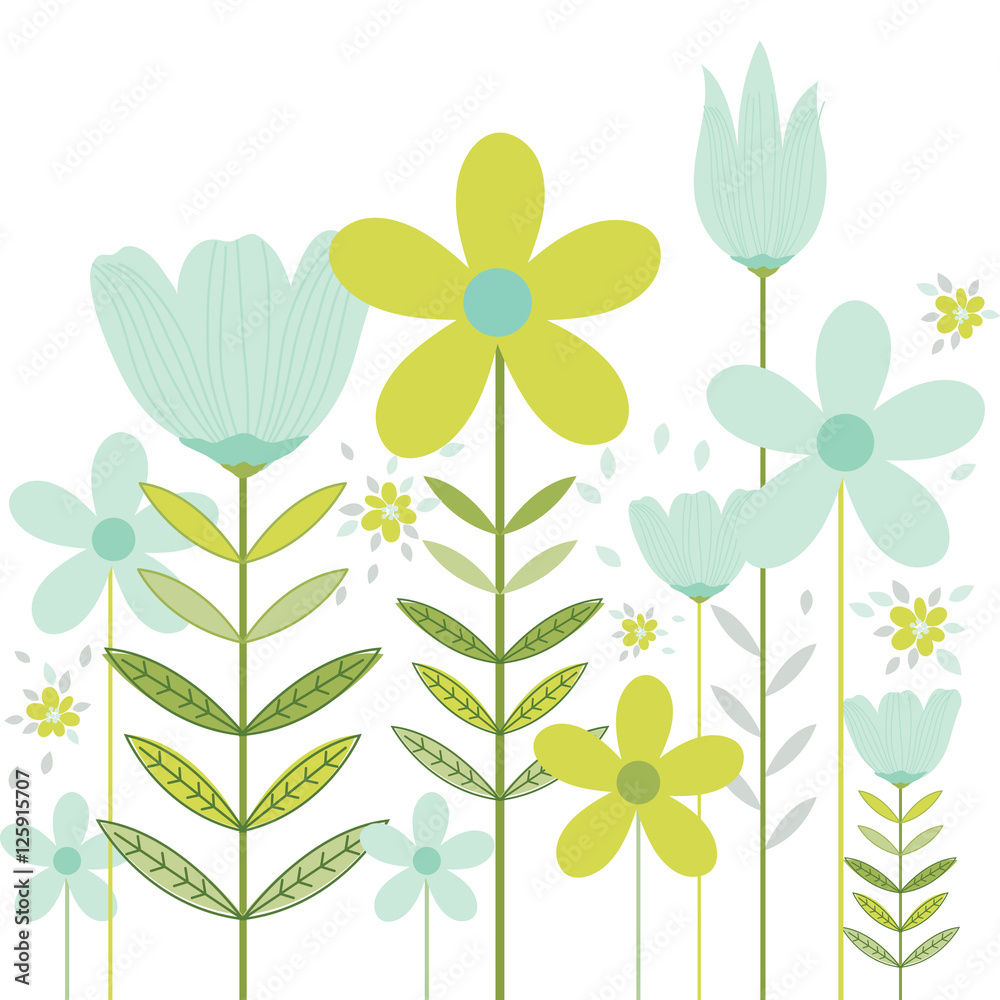 Template card with spring floral flower design Template card with spring floral flower design