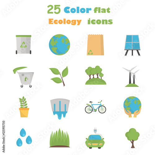 Exology elements color icons set. Flat design photo