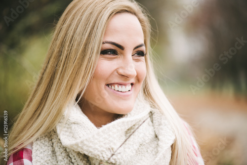 Happy woman smiling outdoor