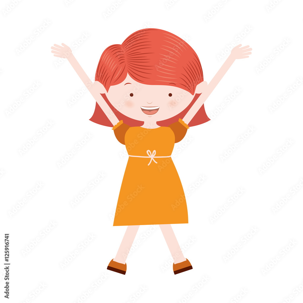 cartoon happy girl kid with smiling face over white background. vector illustration cartoon happy girl kid with smiling face over white background. vector illustration
