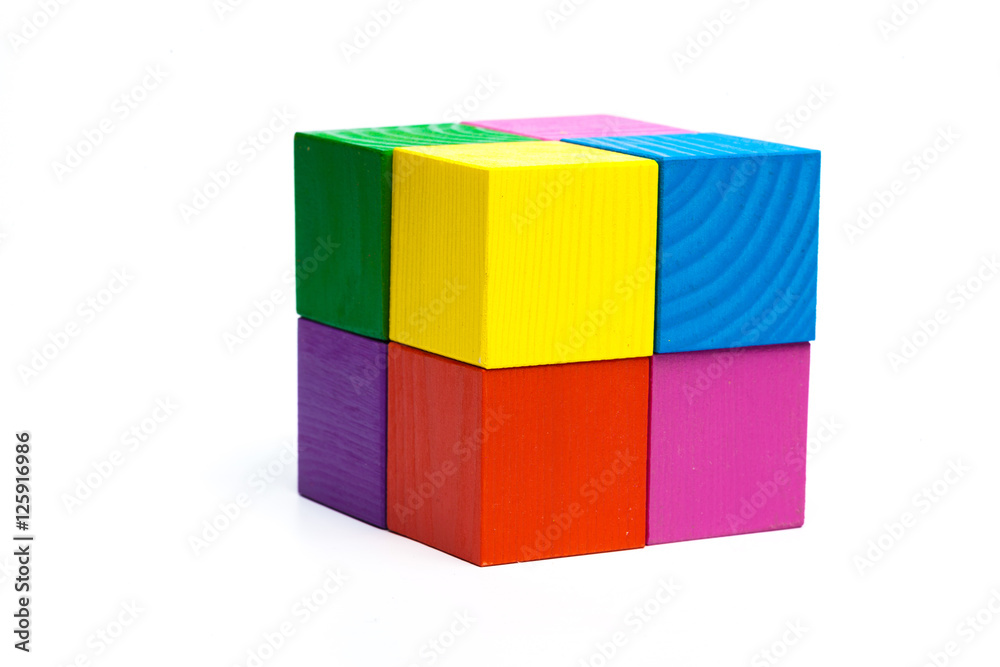 colored children cubes on white isolated background colored children cubes on white isolated background