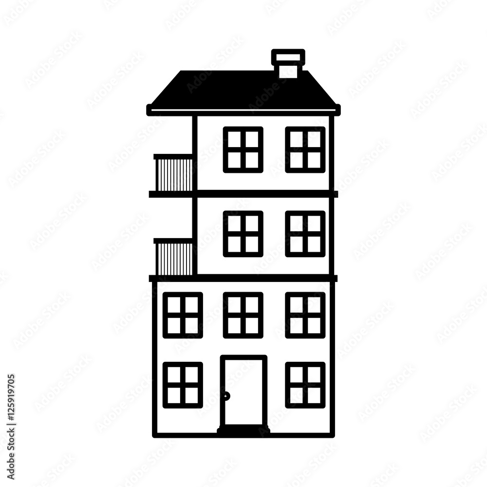 silhouette of building icon. house architecture and real estate theme. Isolated design. Vector illustration
