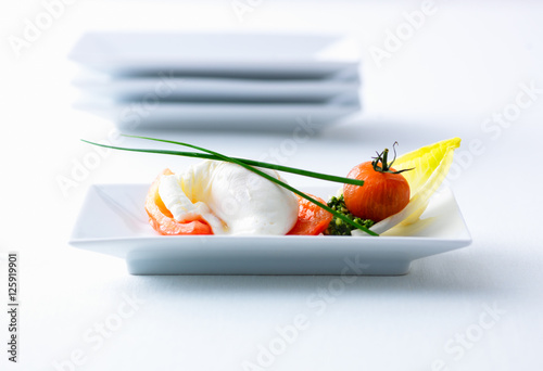 Принти на полотні Haute cuisine, poached egg on salad