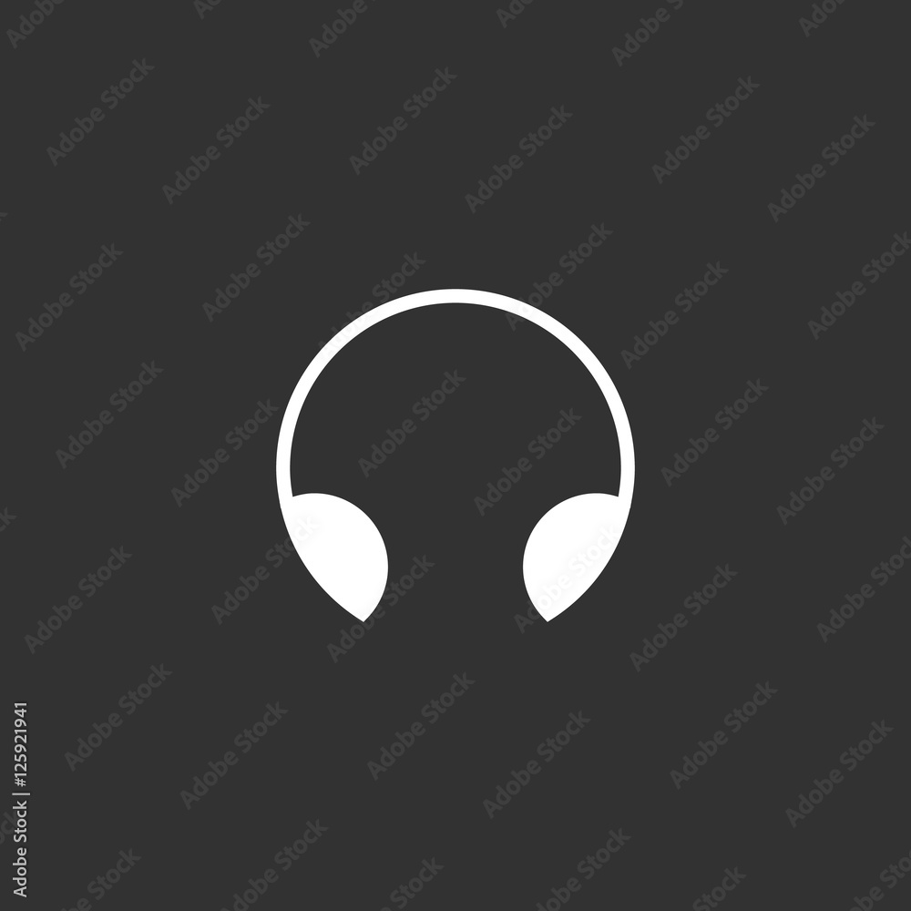 Headphone icon vector, clip art. Also useful as logo, web UI element, symbol, graphic image, silhouette and illustration.