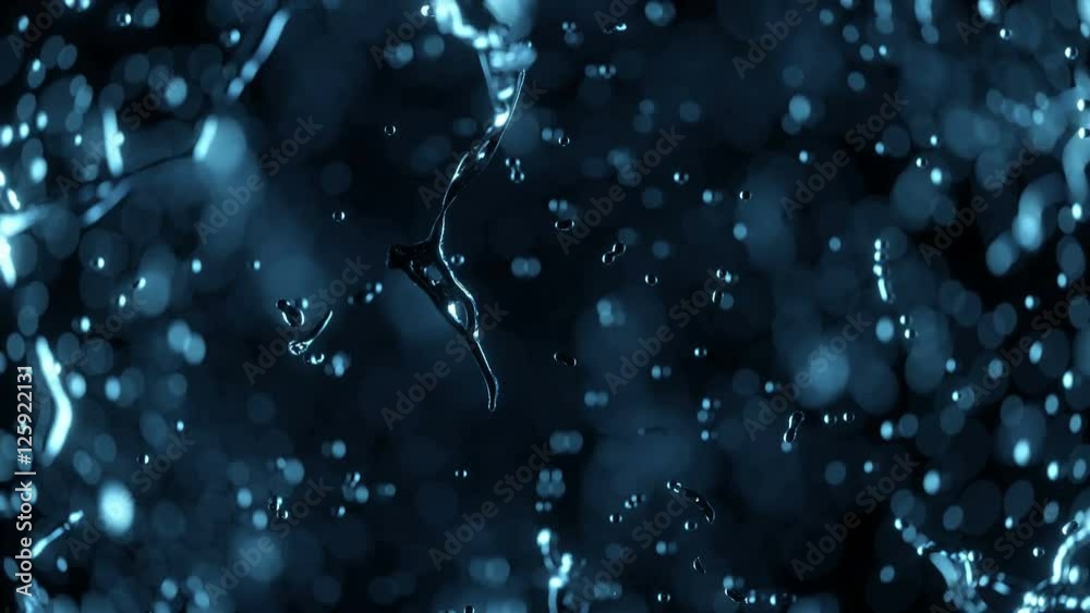 Water explosion on black