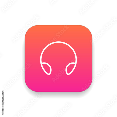 Headphone icon vector, clip art. Also useful as logo, square app icon, web UI element, symbol, graphic image, silhouette and illustration.