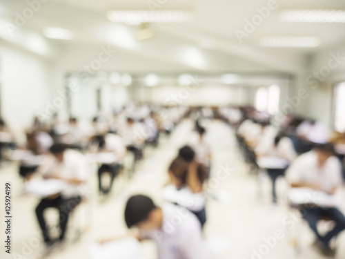 Blurred picture of student in the examination room