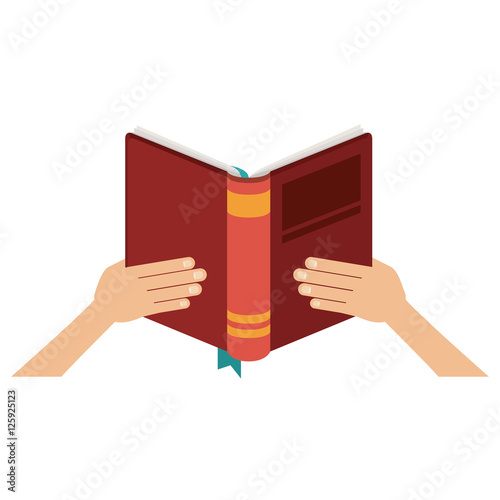 Book and hands icon. Education literature read and library theme. Isolated design. Vector illustration