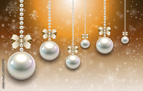 Christmas background with pearls and snowflakes