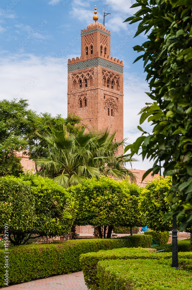 Minarett der Koutoubia-Moschee in Marrakesch; Marokko