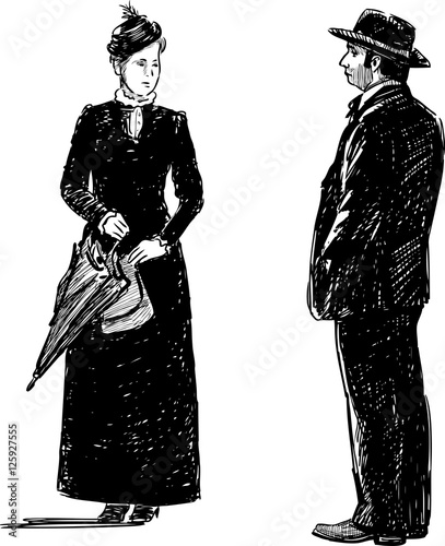 couple in the historical costumes