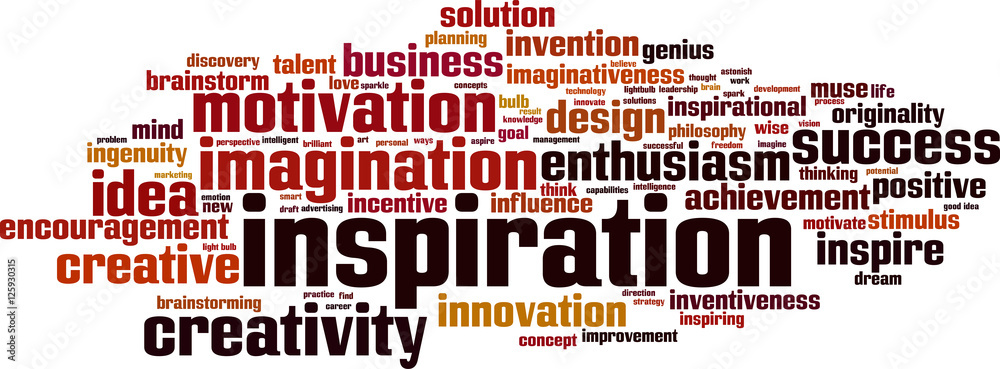 Inspiration word cloud concept. Vector illustration Inspiration word cloud concept. Vector illustration