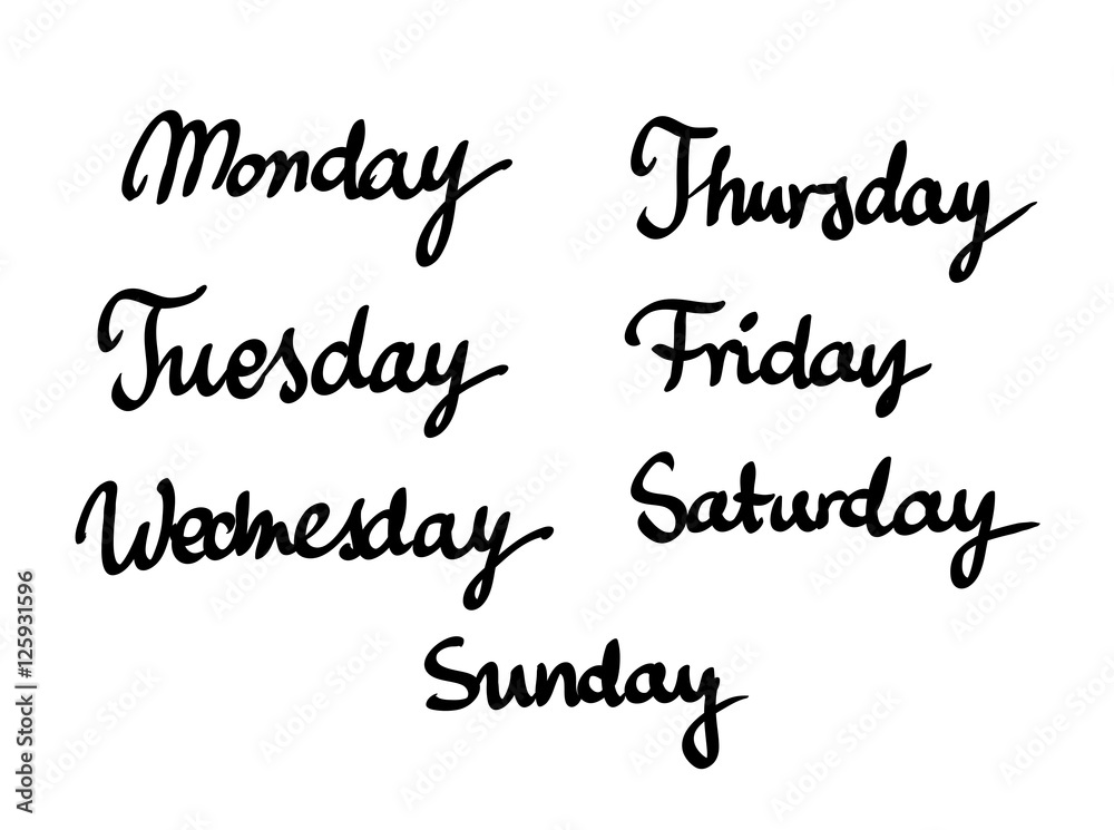 Week days calligraphic  vector