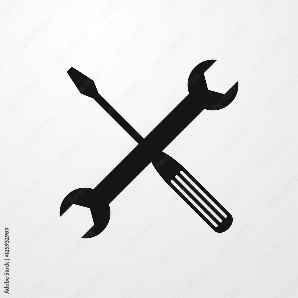 wrench and screwdriver icon illustration