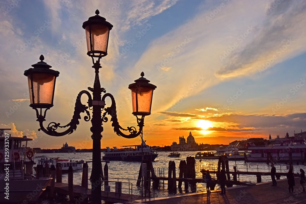 romantic view of Venice at sunset