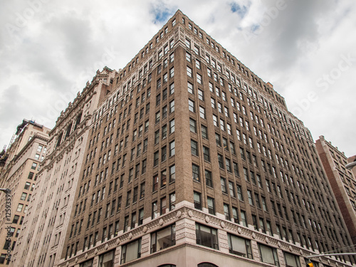 Concrete building forming geometric shapes in New York
