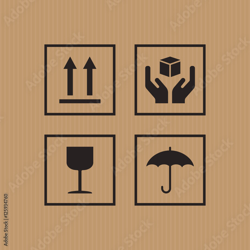 Safety sign on paper box background.