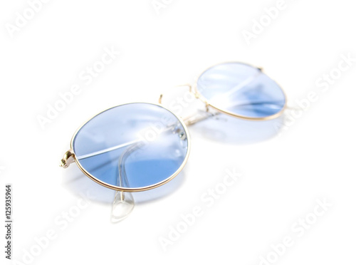 Isolated retro blue round sunglasses