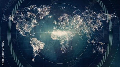Futuristic circle burst - technology interface in loop animation with grids, particles
