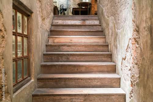 Wood stairs, interior
