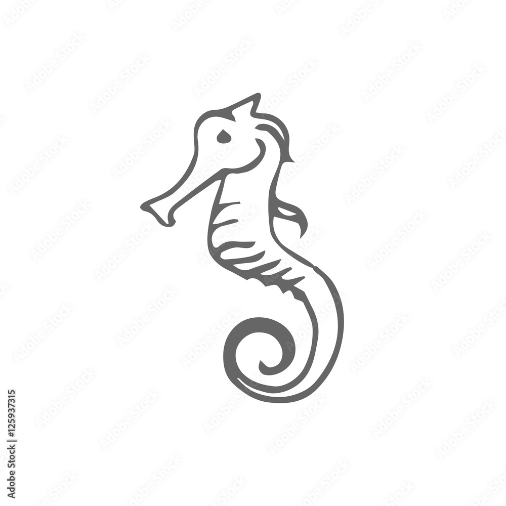Fototapeta premium sea horse scetch. vector