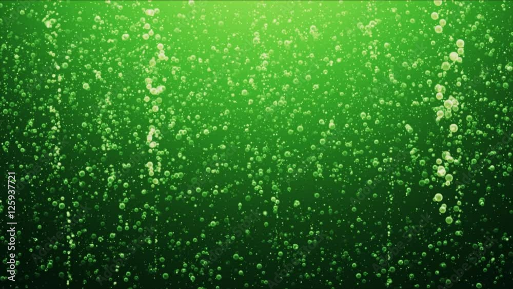 Bubbles of Sprite - drink loop background. Green lemonade loop background with bubbles 