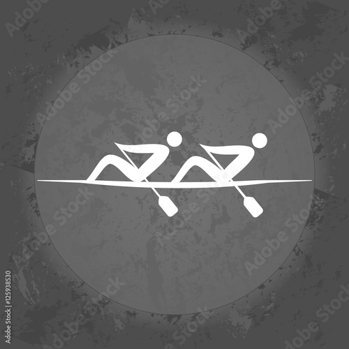 Icon Rowing Twos on gray vintage background .