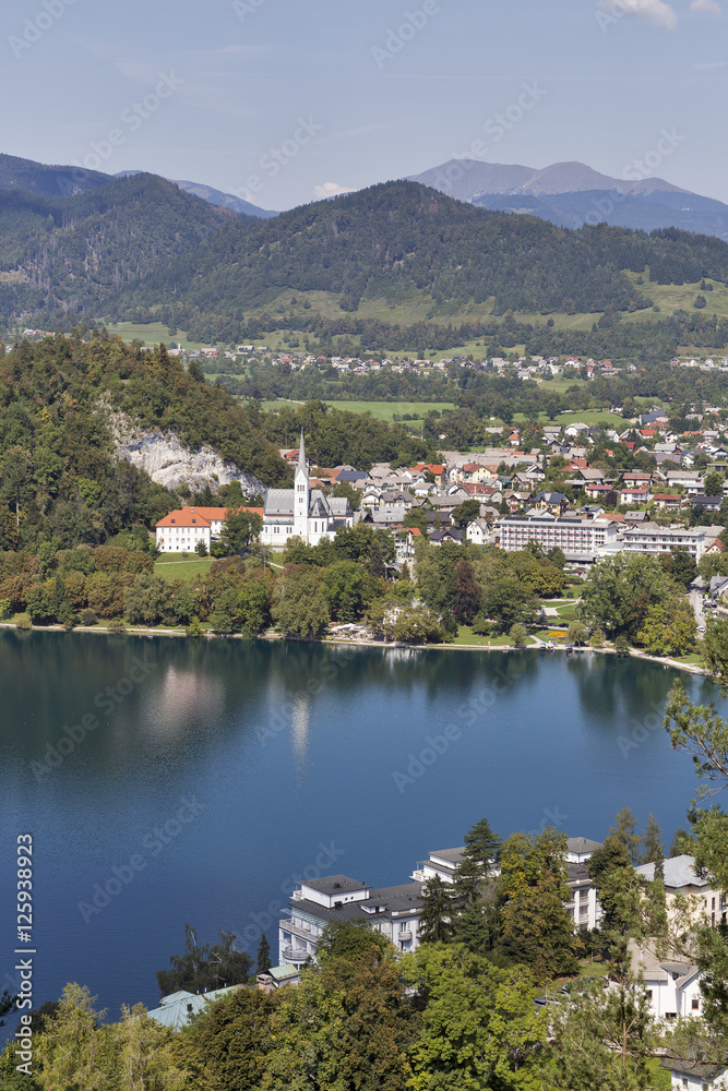 St. Martins Parish Church overlooking the Bled Lake in Slovenia.