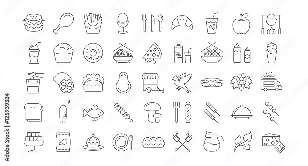 Set Line Icons Food Set Line Icons Food