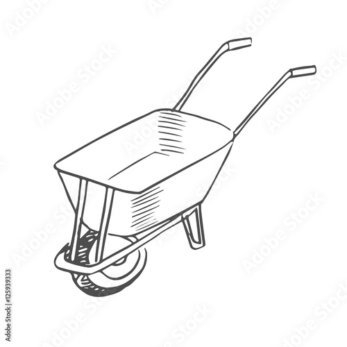 garden wheelbarrow scetch. vector