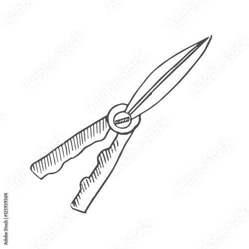 gardening scissors scetch. vector