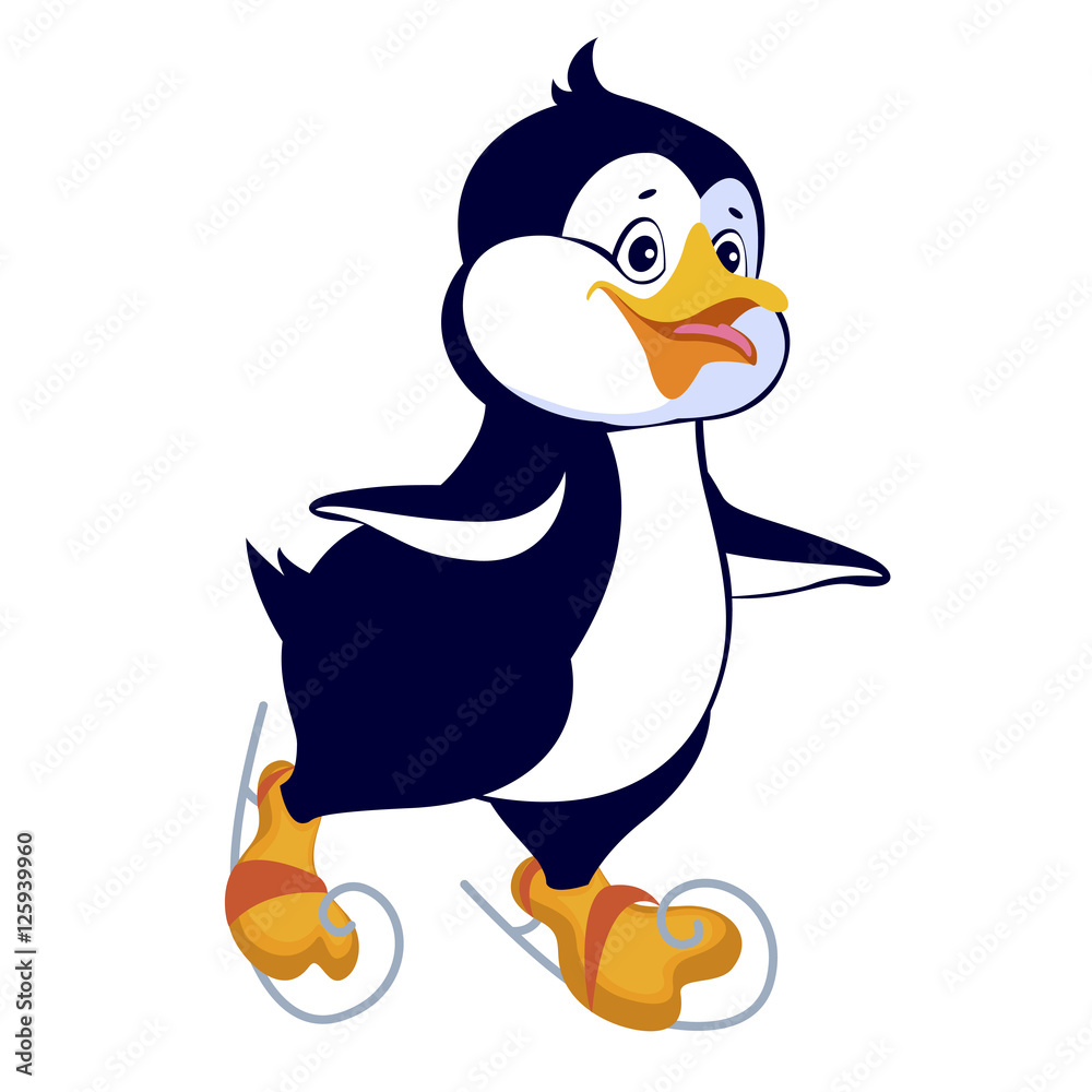 Penguin ice skating Stock Vector | Adobe Stock