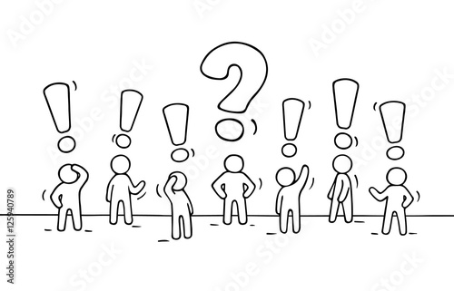 people with question sign and exclamation point