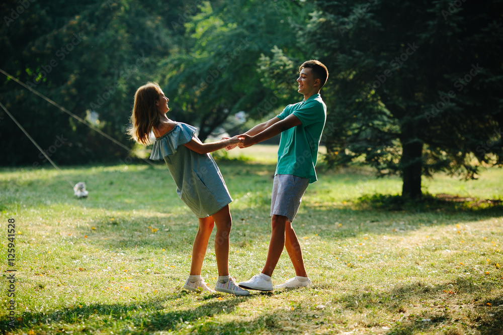 man and woman in the park