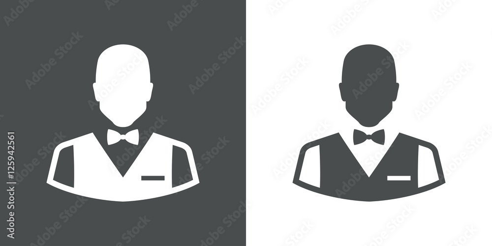 Icono plano silueta camarero gris Icono plano silueta camarero gris
