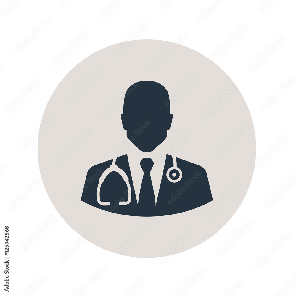 Icono plano silueta doctor en circulo gris Icono plano silueta doctor en circulo gris