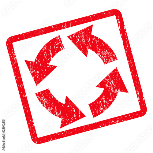 Circulation rubber seal stamp watermark. Vector icon symbol inside rotated rounded rectangular frame with grunge design and unclean texture. Unclean red ink sign on a white background.