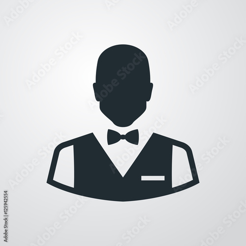 Icono plano silueta camarero en fondo degradado