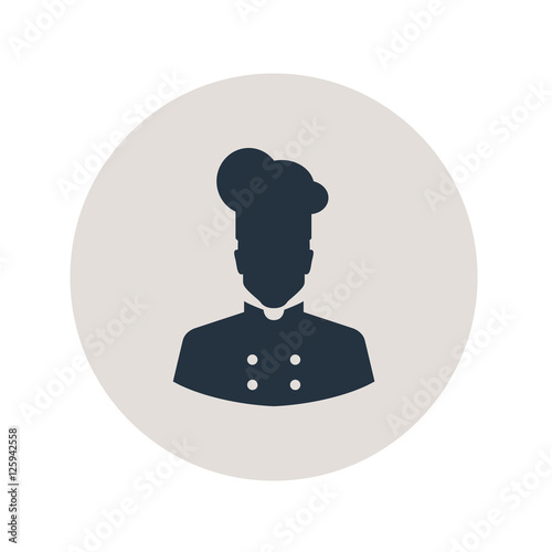 Icono plano silueta cocinero en circulo gris