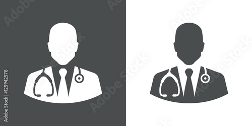 Icono plano silueta doctor gris