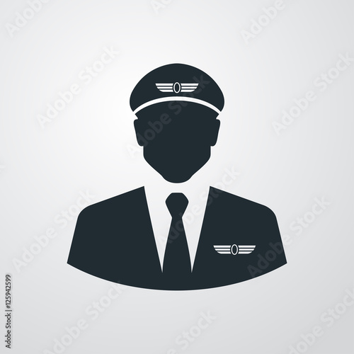 Icono plano silueta piloto aviacion en fondo degradado