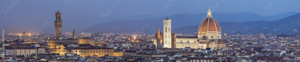 wide panorama of Florence morning in twilight