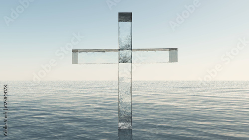 Fotografia Glass cross in the sea