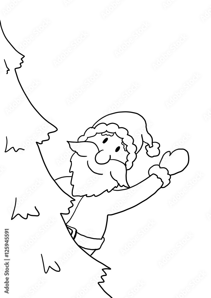 Fototapeta premium Ausmalbild Weihnachtsmann