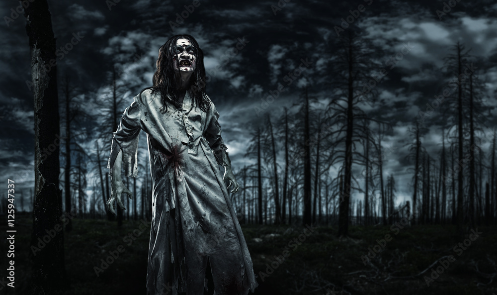 Zombie in the dead forest. Zombie in the dead forest.