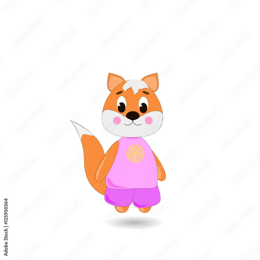 Fototapeta premium Сute cartoon Fox on a white background, can be used for wallpaper, design, card, invitation.