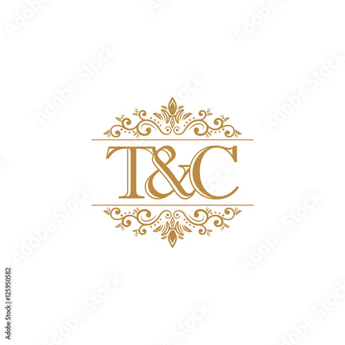 T&C Initial logo. Ornament gold