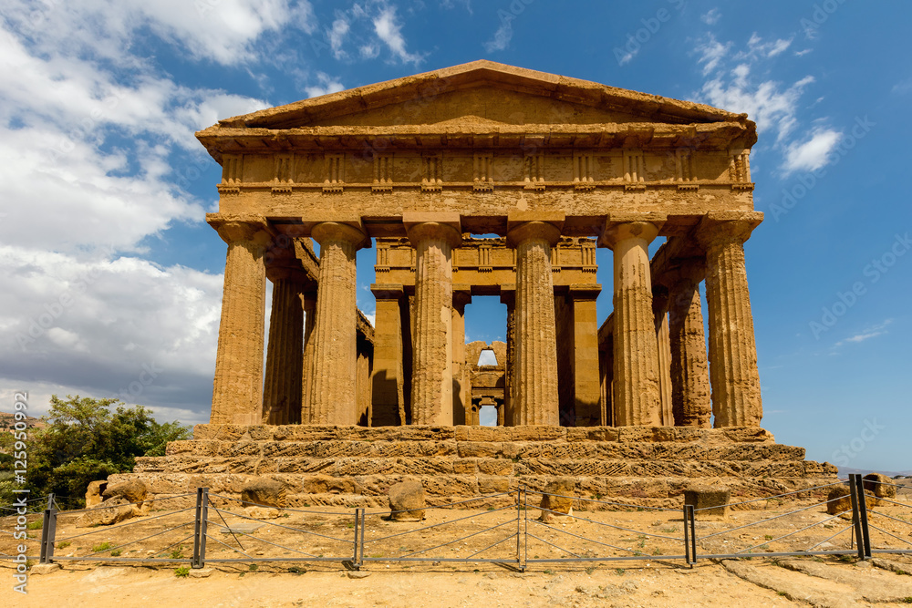 Ancient Greek (c.430 BC) Temple of Concordia in the Valley of the Temples, Agrigento is the largest and best-preserved Doric temple in Sicily and one of the best-preserved Greek temples in the world.