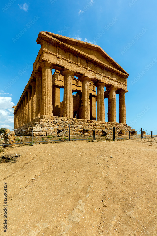 Ancient Greek (c.430 BC) Temple of Concordia in the Valley of the Temples, Agrigento is the largest and best-preserved Doric temple in Sicily and one of the best-preserved Greek temples in the world.