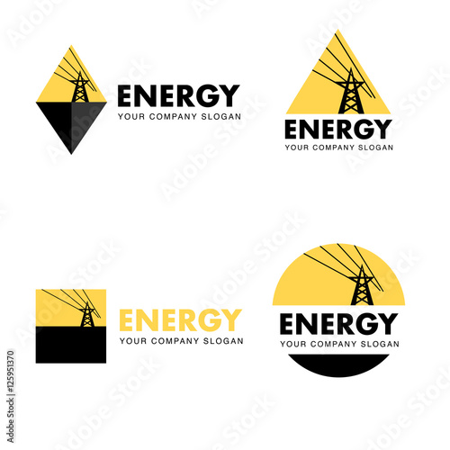Energy company flat logo set
